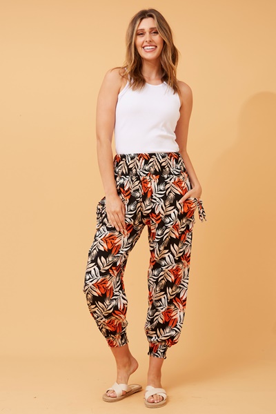 LEAF PRINT BOHO HAREM PANTS