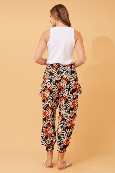 LEAF PRINT BOHO HAREM PANTS