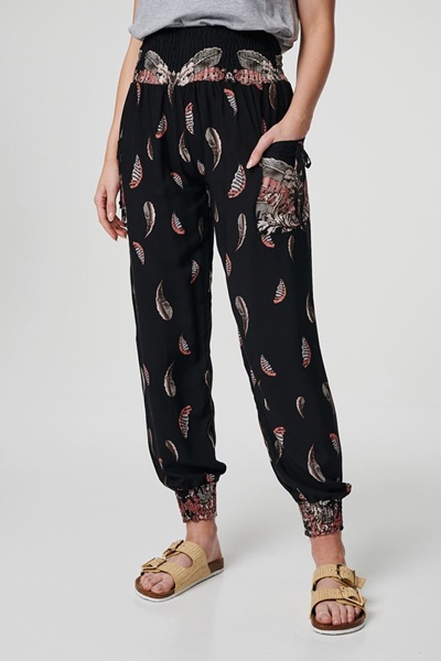 LEAF PRINT HAREM PANTS | FEMME Connection