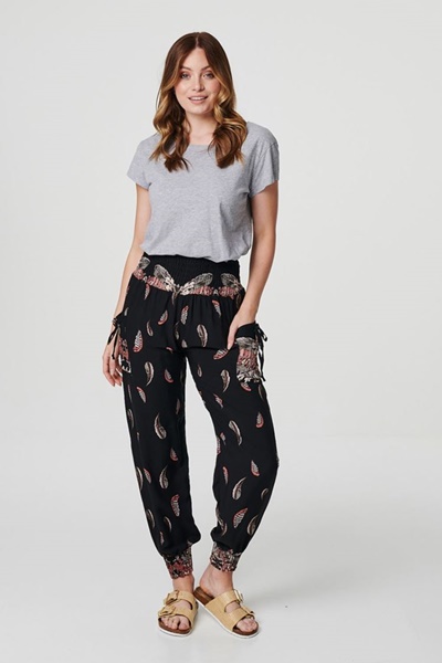 LEAF PRINT HAREM PANTS | FEMME Connection