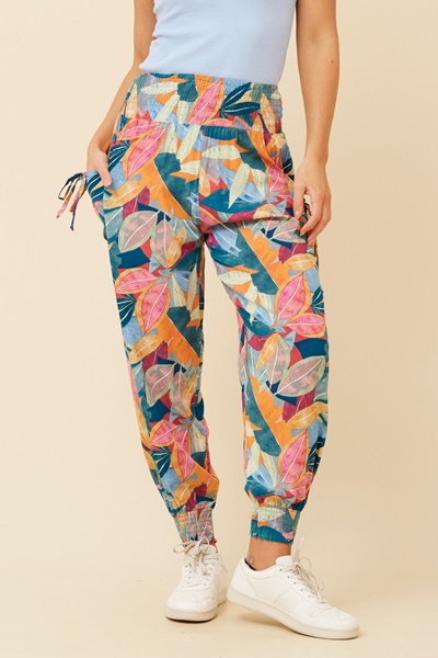 LEAF PRINT HAREM PANTS