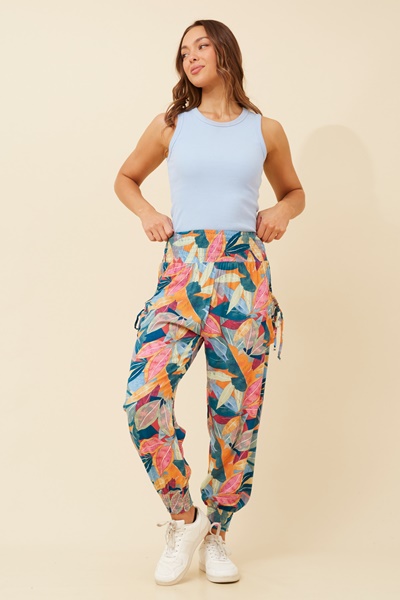 LEAF PRINT HAREM PANTS