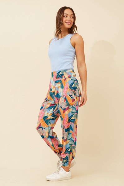 LEAF PRINT HAREM PANTS