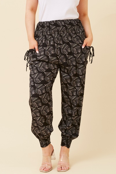 LEAF PRINT HAREM PANTS