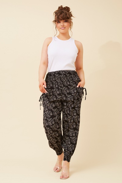 LEAF PRINT HAREM PANTS