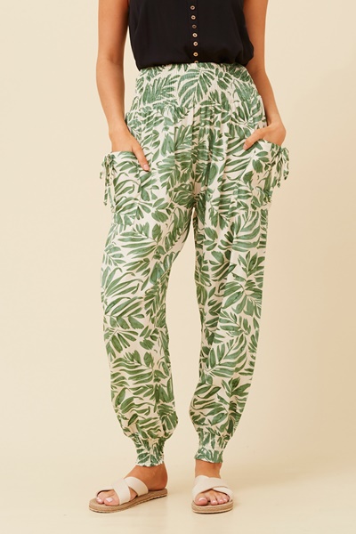 LEAF PRINT HAREM PANTS