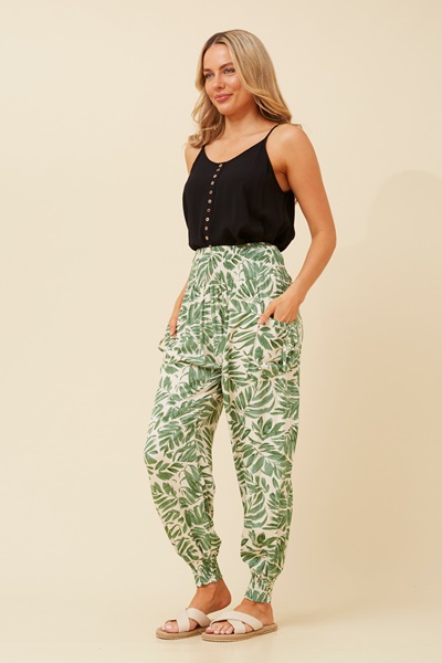 LEAF PRINT HAREM PANTS