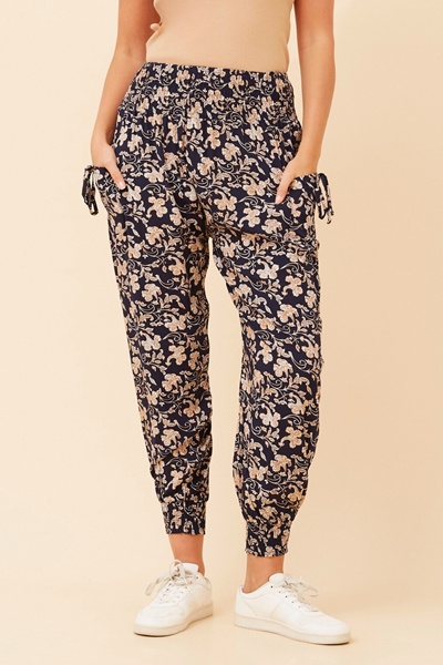 LEAF PRINT HAREM PANTS