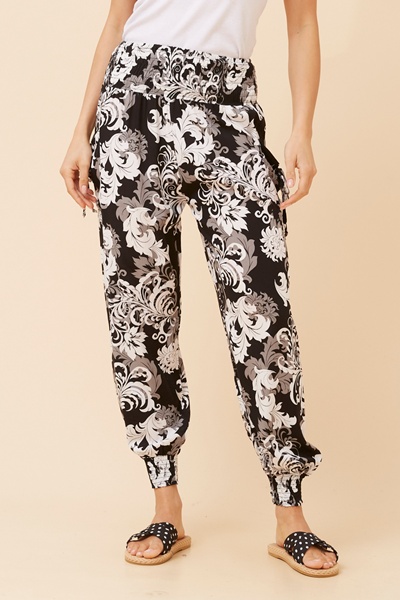 LEAF PRINT HAREM PANTS