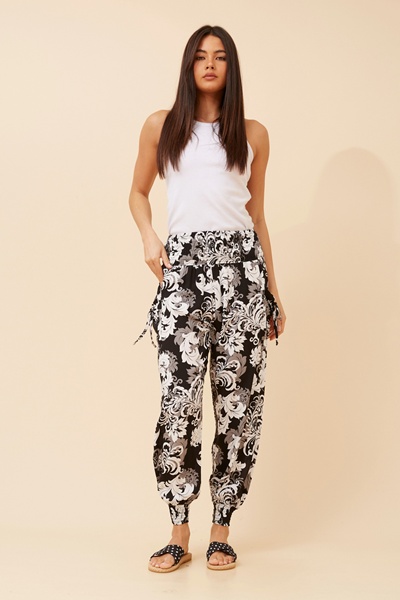 LEAF PRINT HAREM PANTS