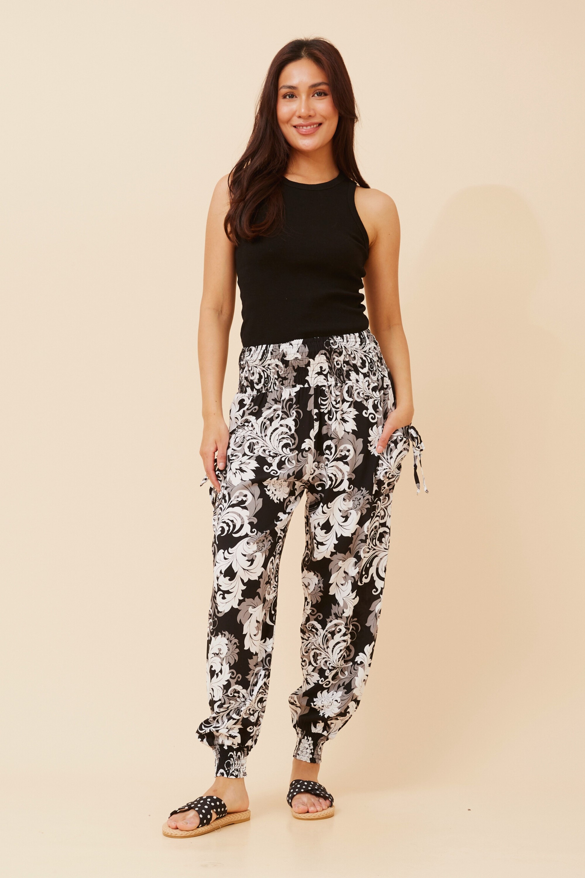 LEAF PRINT HAREM PANTS