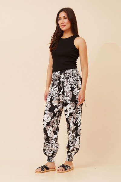 LEAF PRINT HAREM PANTS
