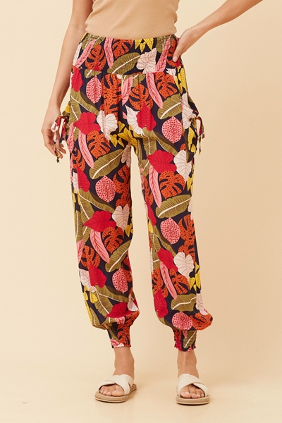 LEAF PRINT HAREM PANTS