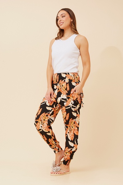 LEAF PRINT HAREM PANTS