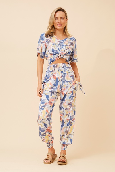 LEAF PRINT HAREM PANTS