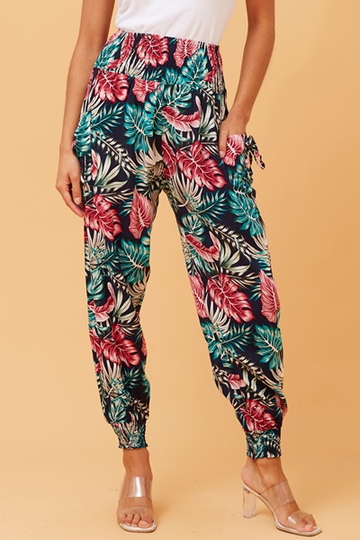 LEAF PRINT HAREM PANTS