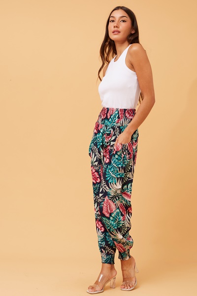 LEAF PRINT HAREM PANTS