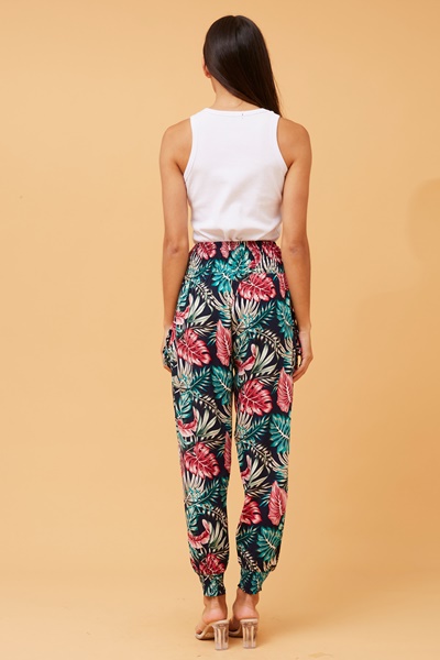 LEAF PRINT HAREM PANTS