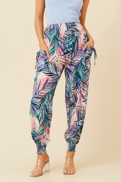 LEAF PRINT HAREM PANTS