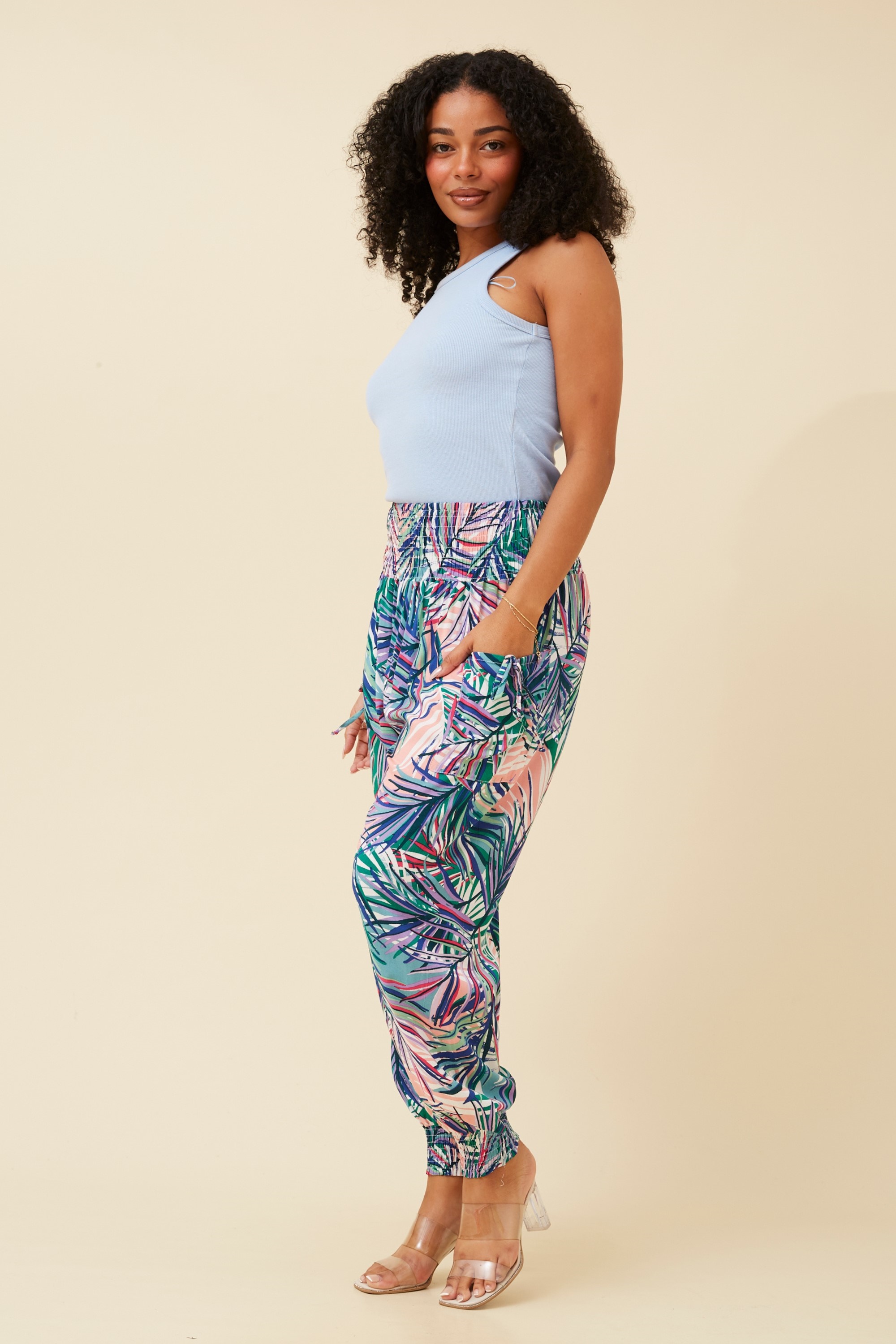 LEAF PRINT HAREM PANTS