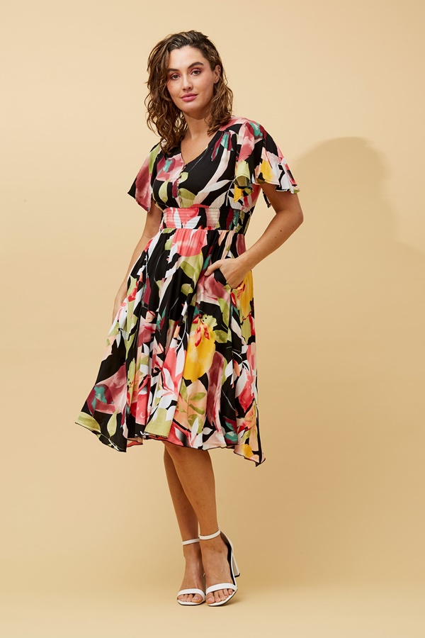 LEAF PRINT SHORT DRESS | FEMME Connection