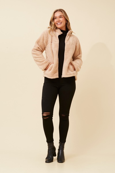 LEANNA FAUX FUR TEDDY JACKET