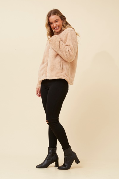 LEANNA FAUX FUR TEDDY JACKET