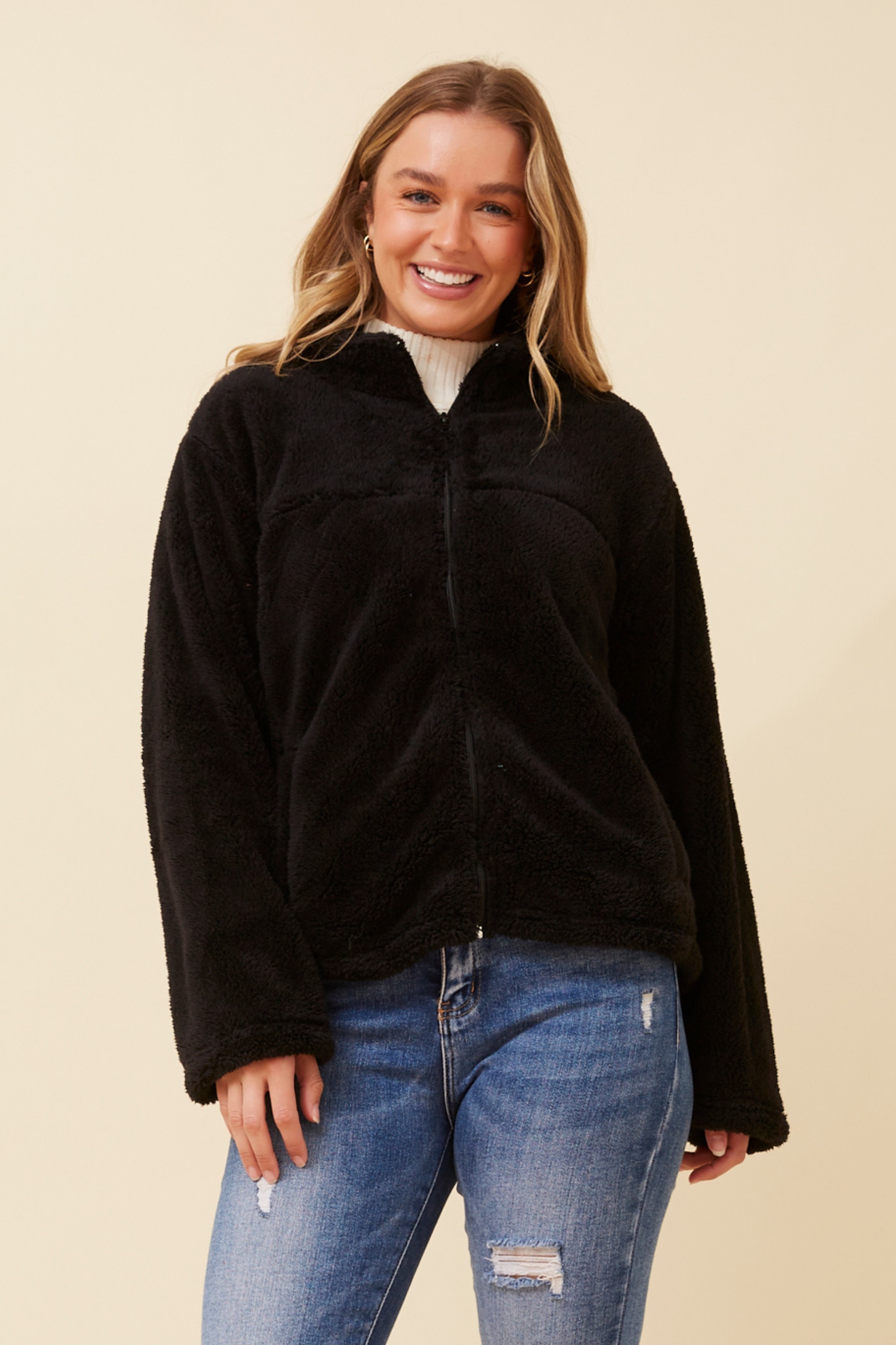 LEANNA FAUX FUR TEDDY JACKET