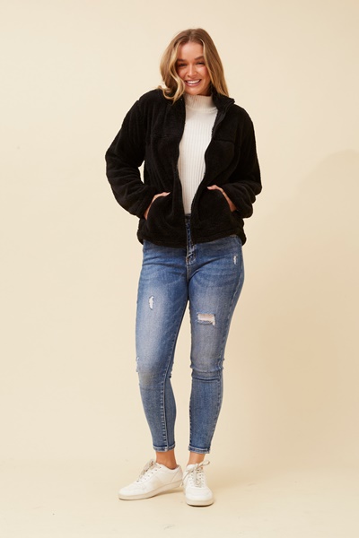 LEANNA FAUX FUR TEDDY JACKET