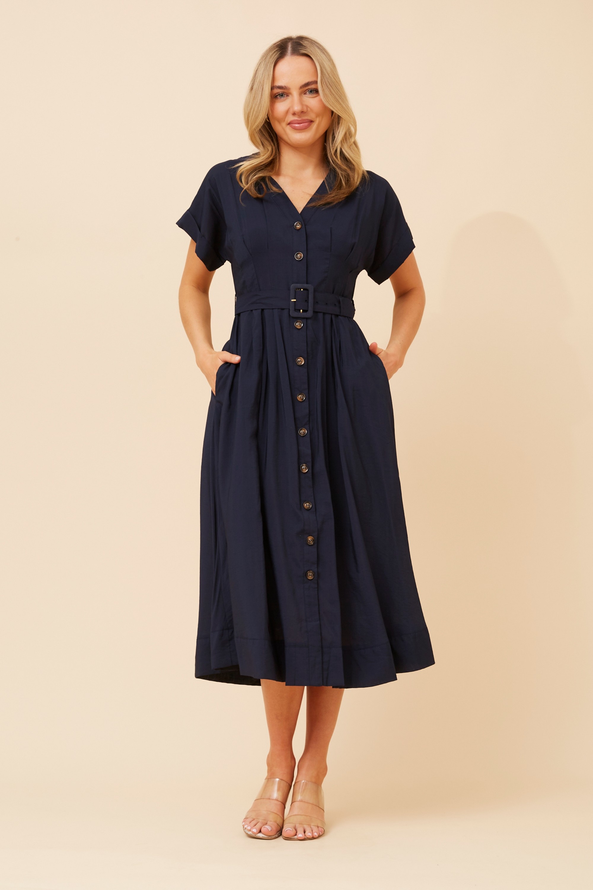 LEANZA SOLID SHIRT DRESS