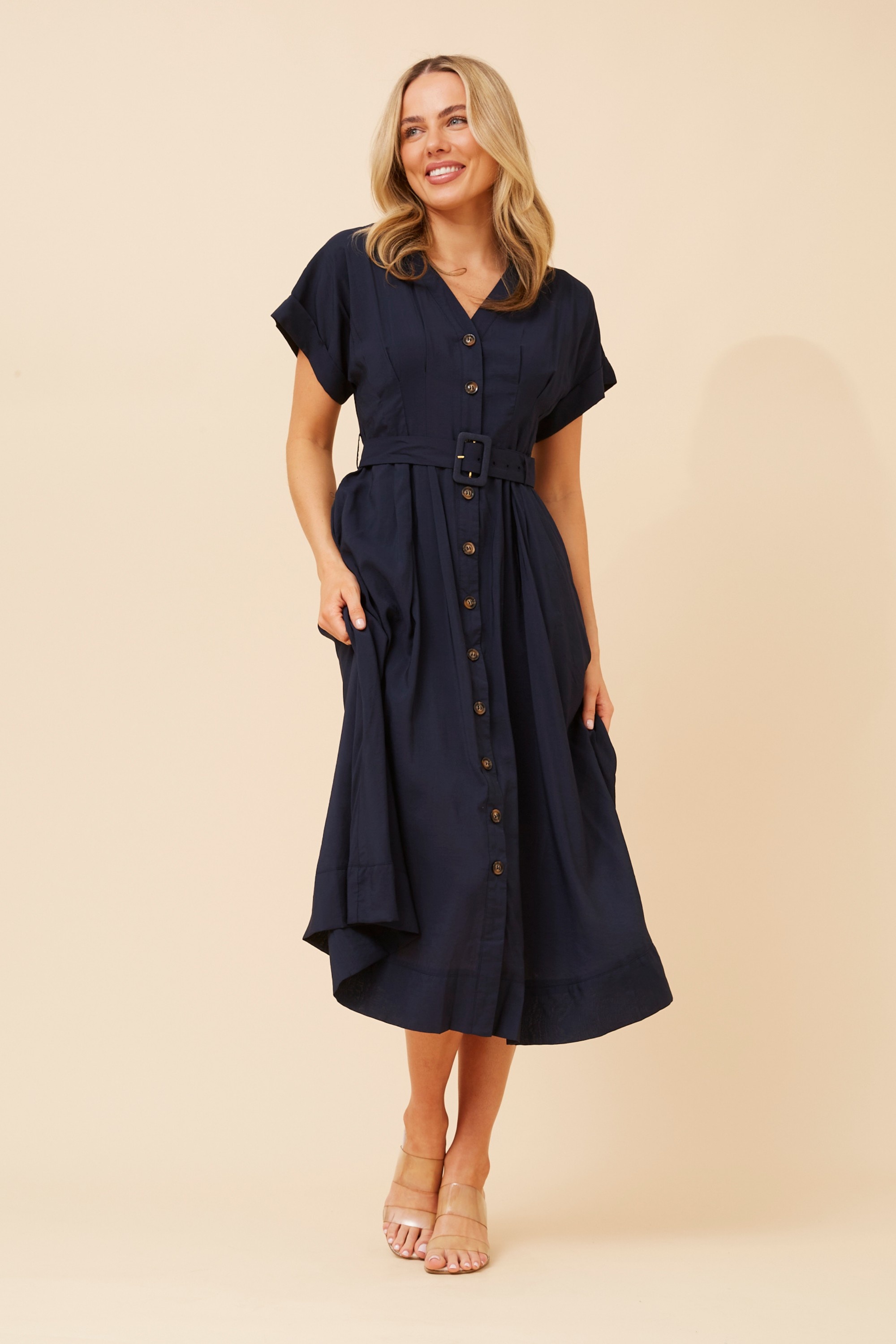 LEANZA SOLID SHIRT DRESS