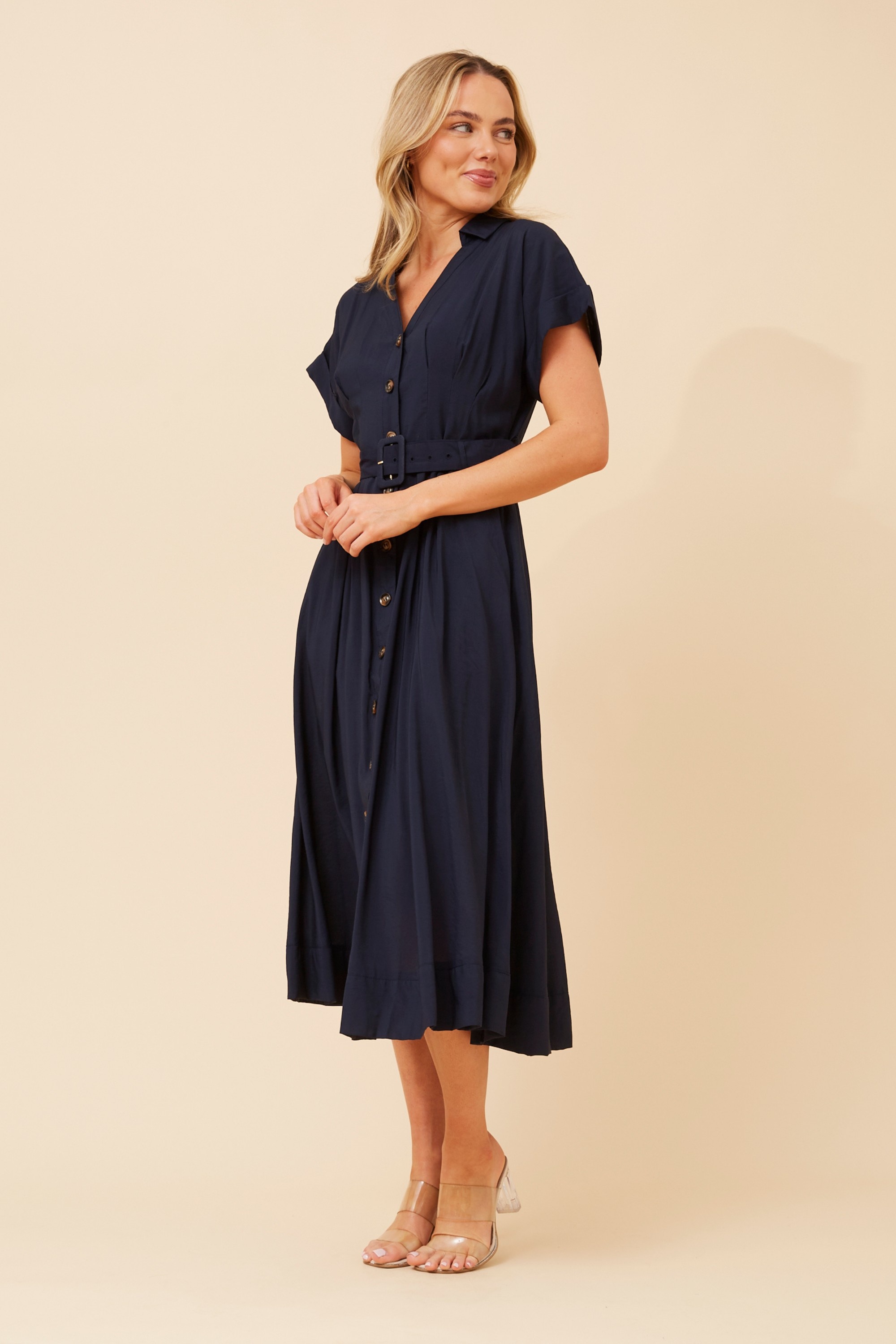 LEANZA SOLID SHIRT DRESS