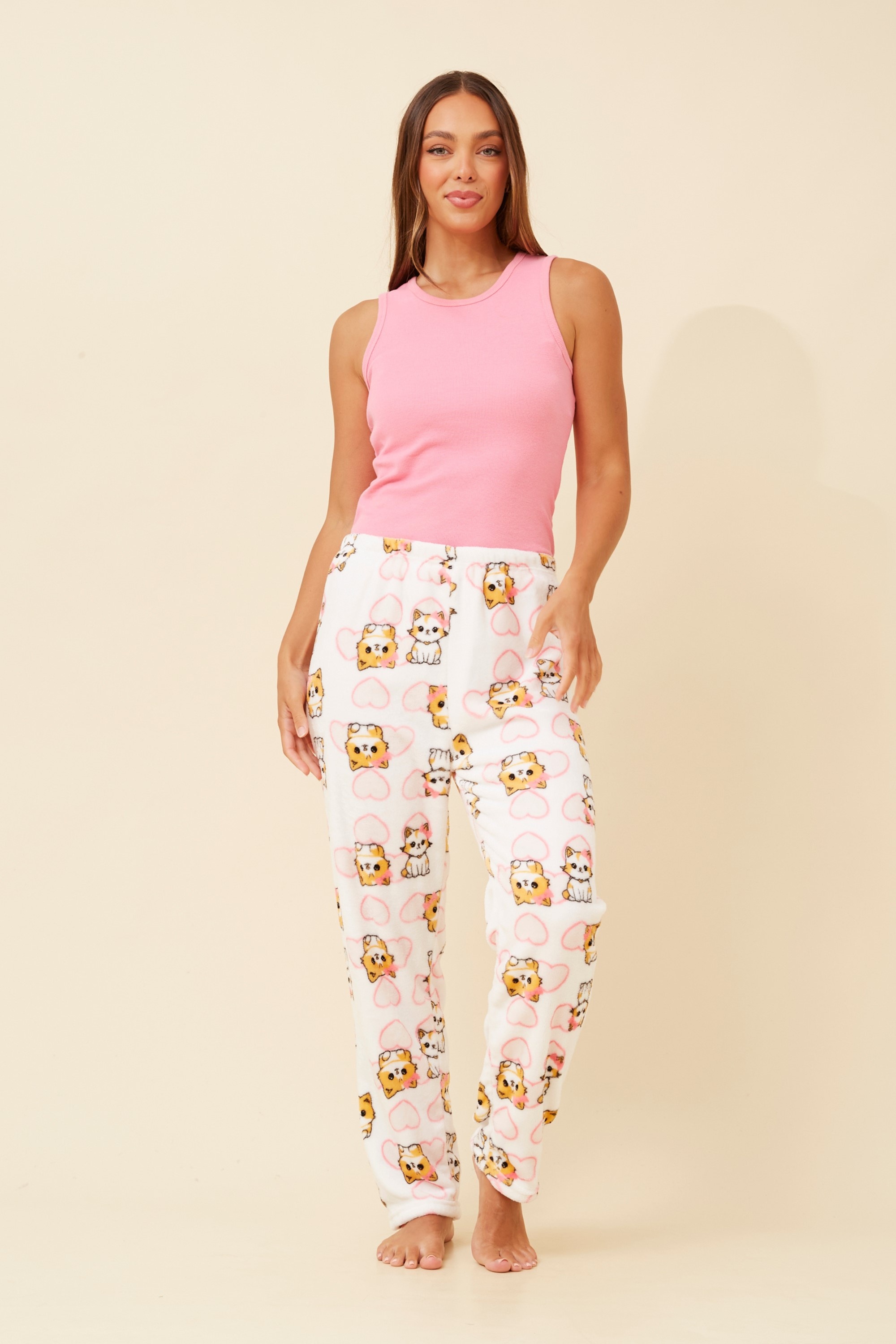 LEE CAT PRINT PLUSH PYJAMA PANTS