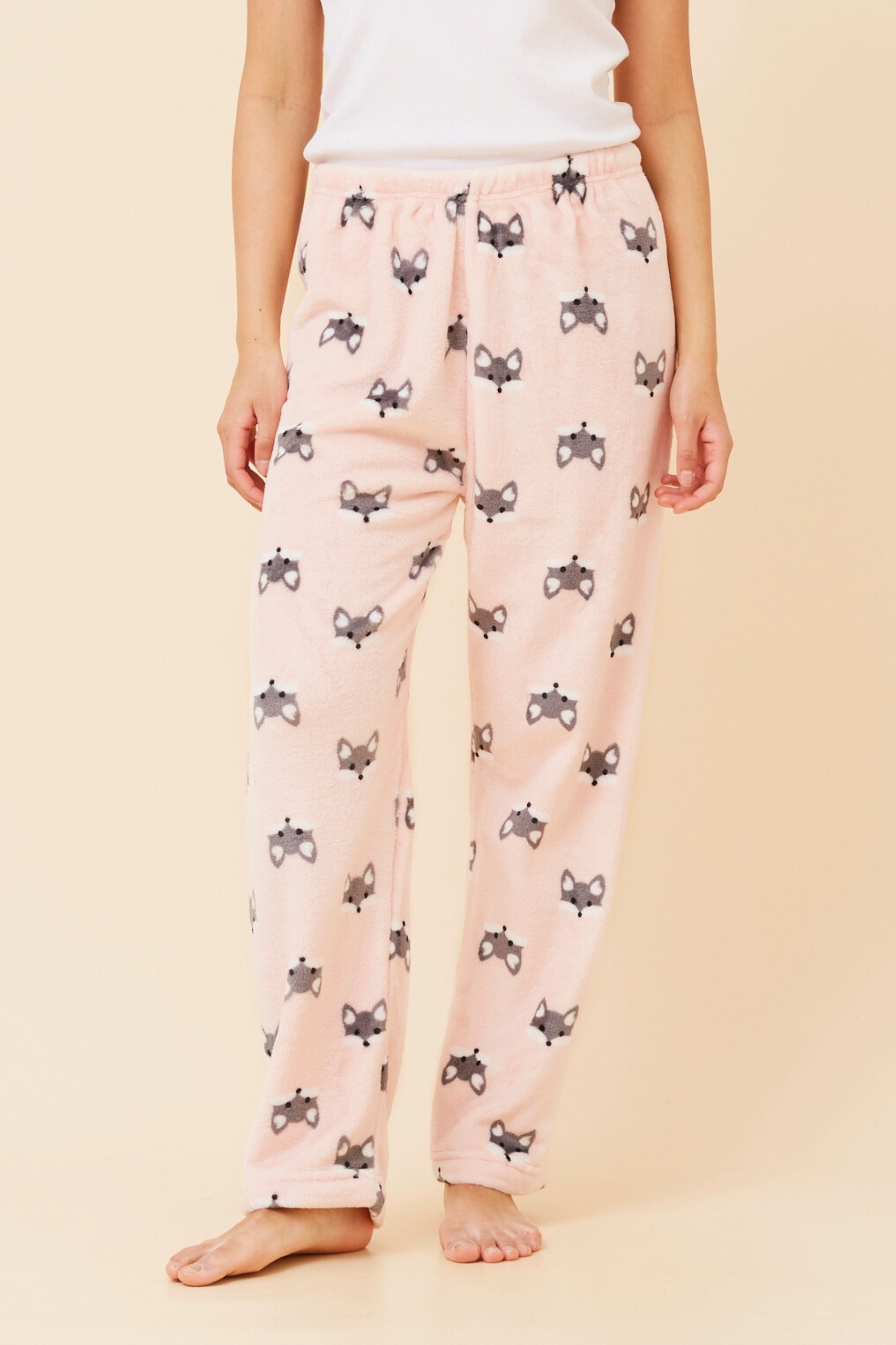 LEE FOX PRINT PLUSH PYJAMA PANTS