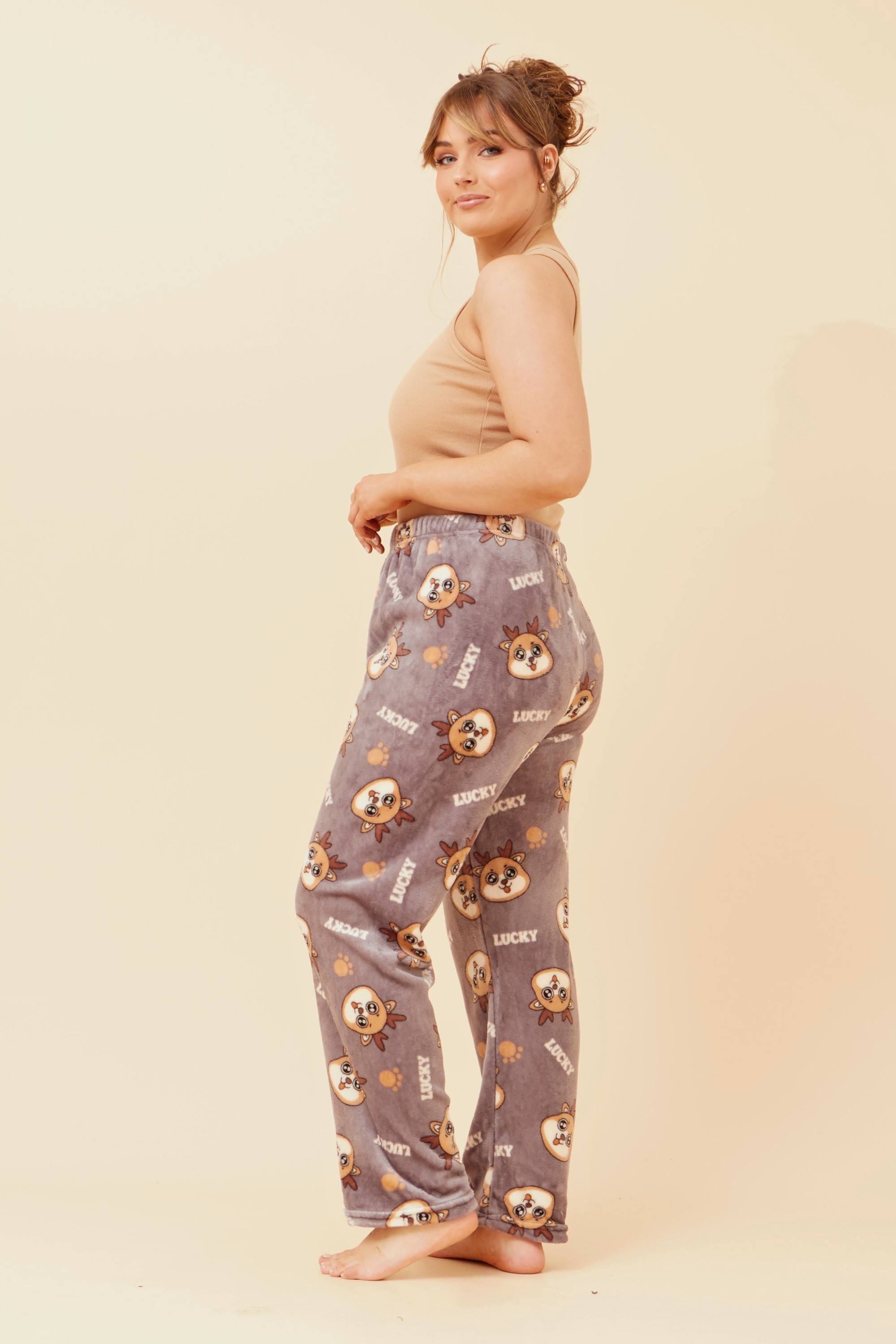 LEE REINDEER PRINT PLUSH PYJAMA PANTS