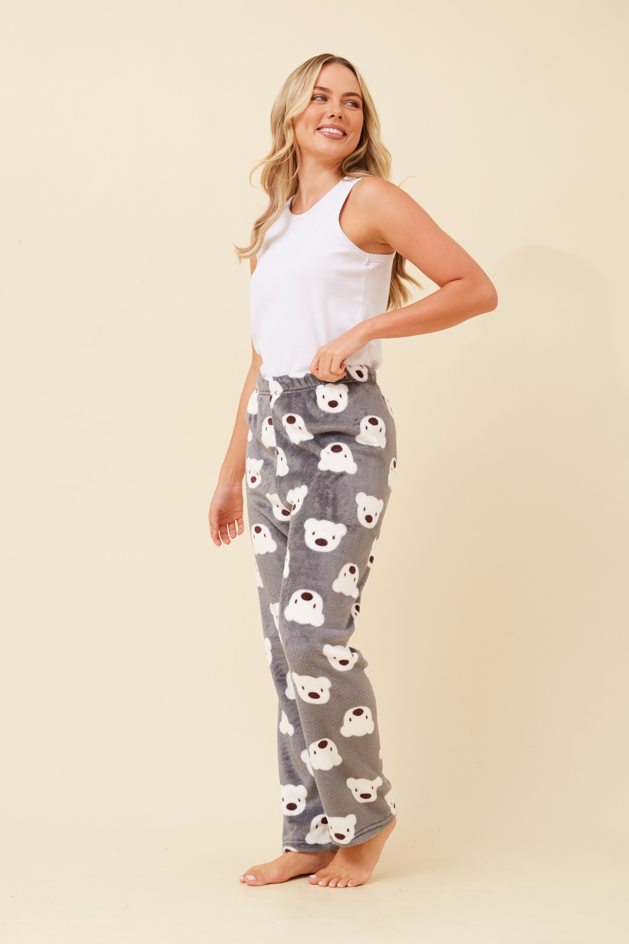 LEE TEDDY PRINT PLUSH PYJAMA PANTS