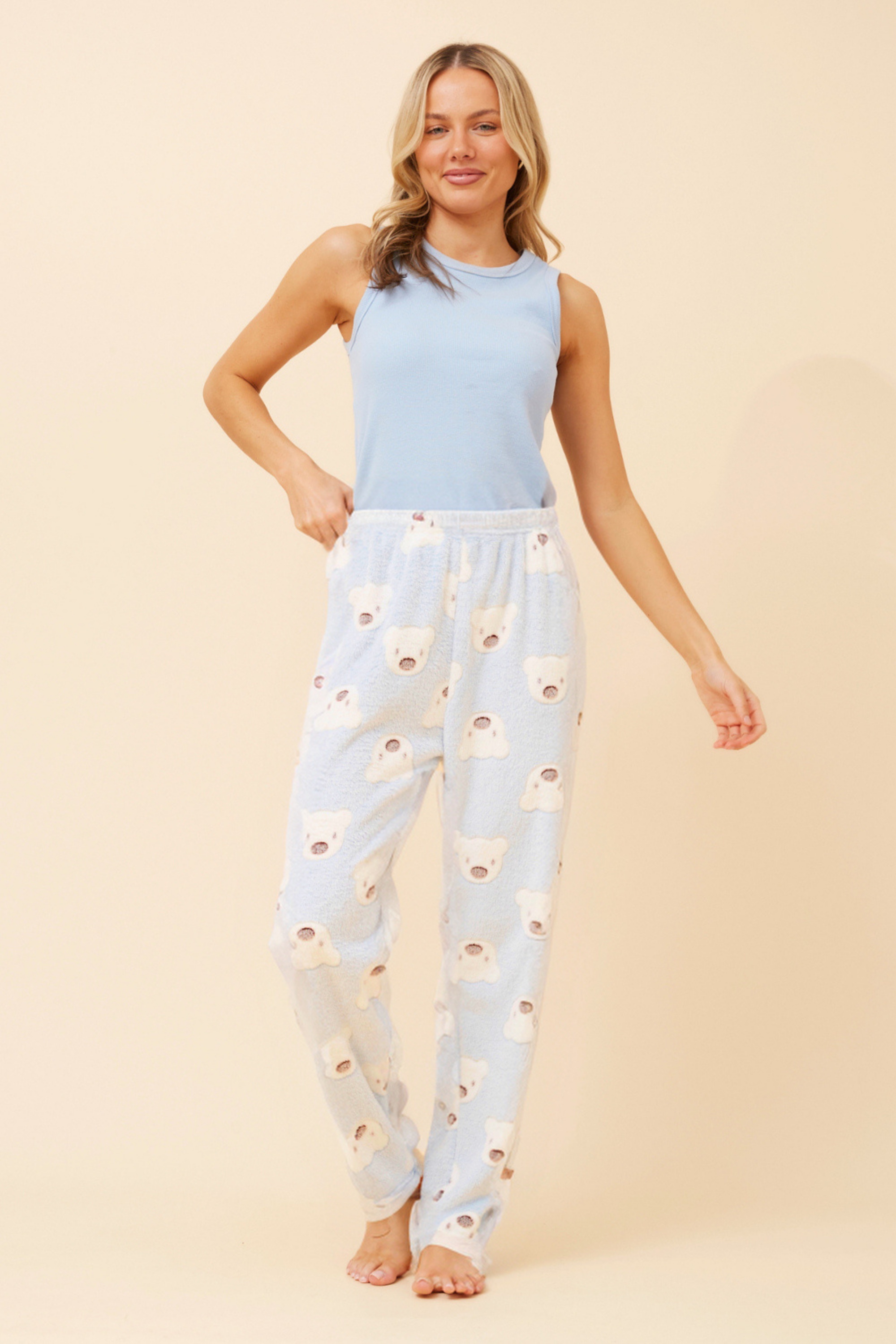 LEE TEDDY PRINT PLUSH PYJAMA PANTS