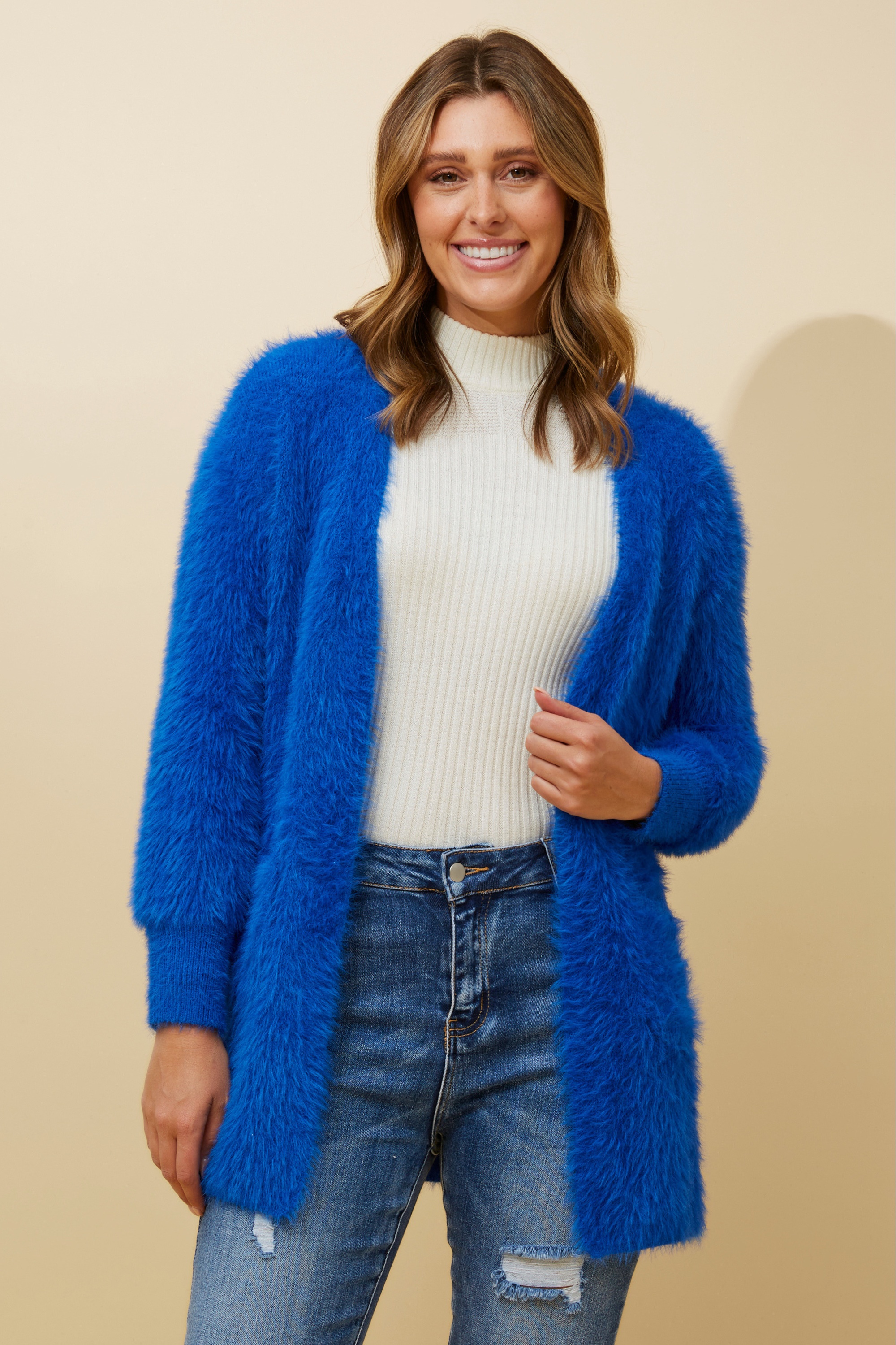 LEEZA EYELASH KNIT CARDIGAN