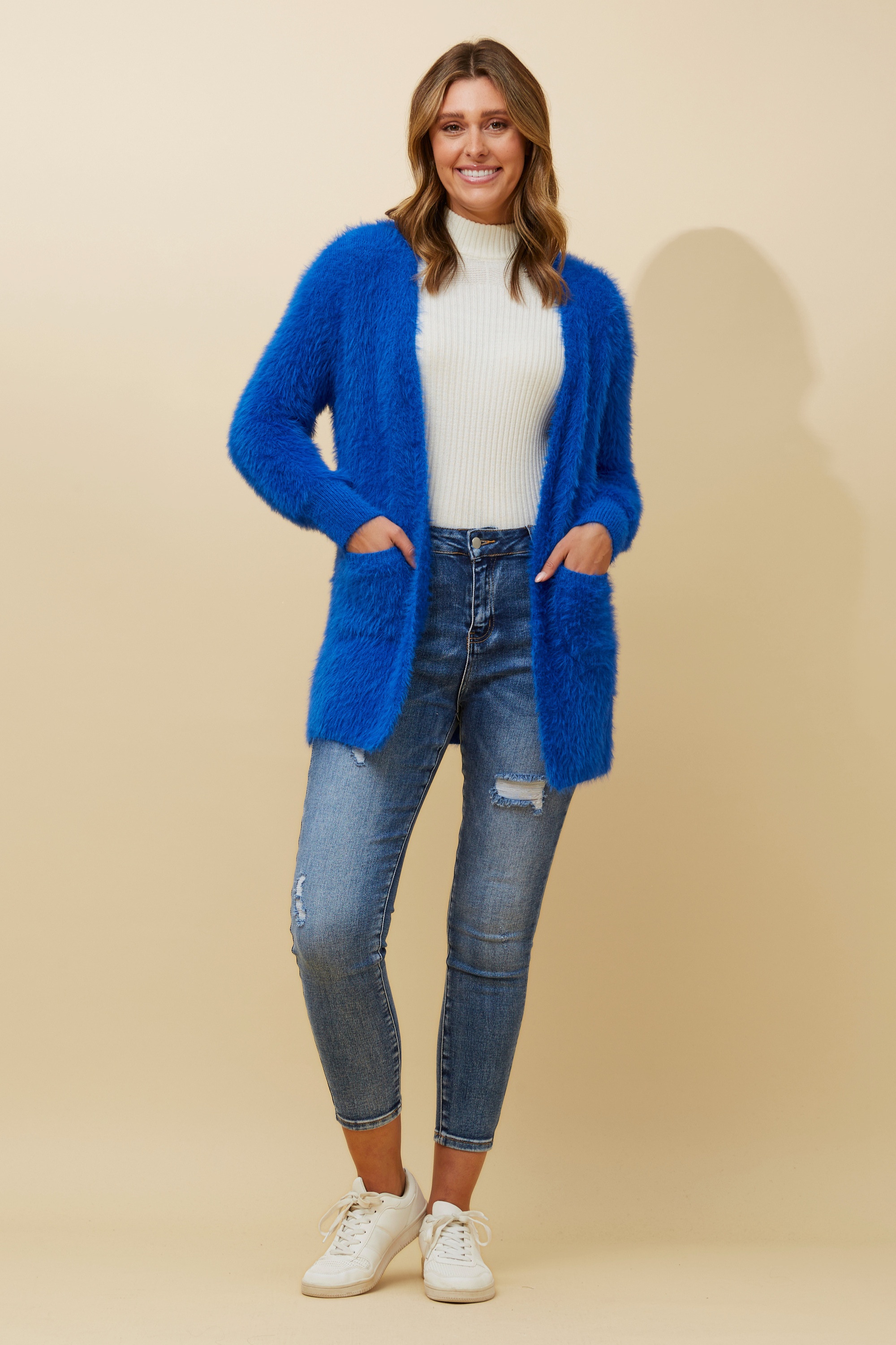 LEEZA EYELASH KNIT CARDIGAN