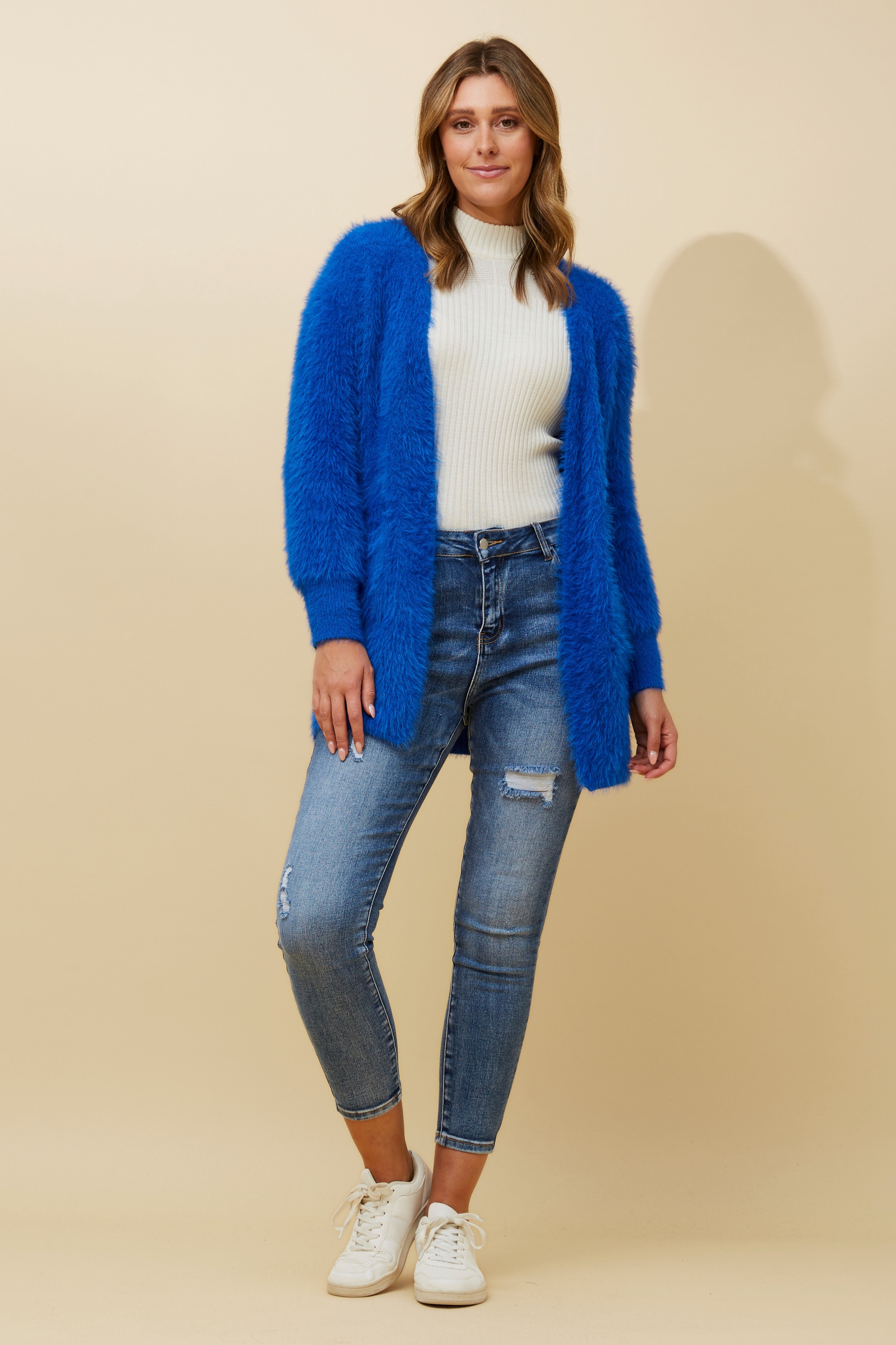 LEEZA EYELASH KNIT CARDIGAN