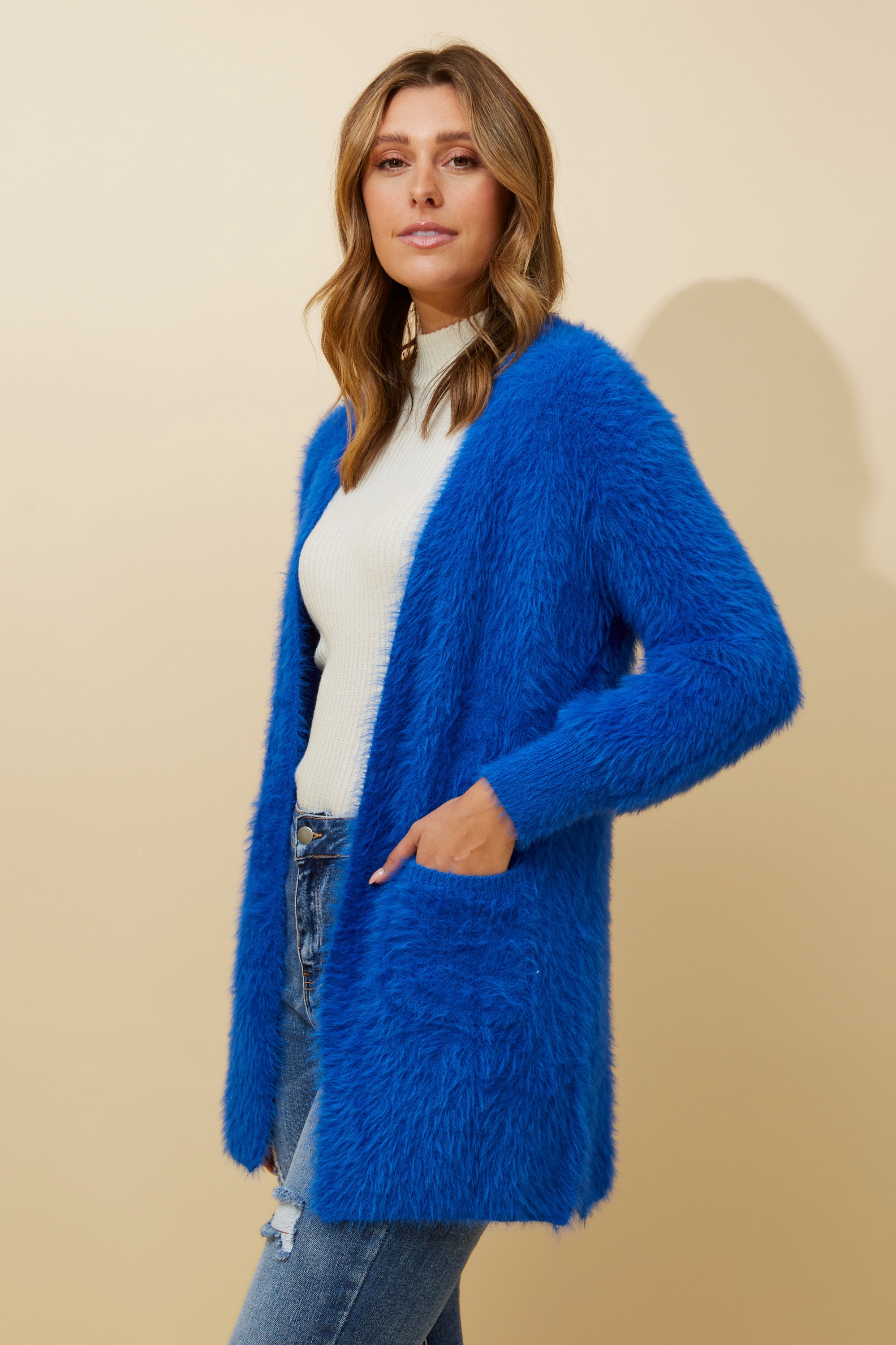 LEEZA EYELASH KNIT CARDIGAN