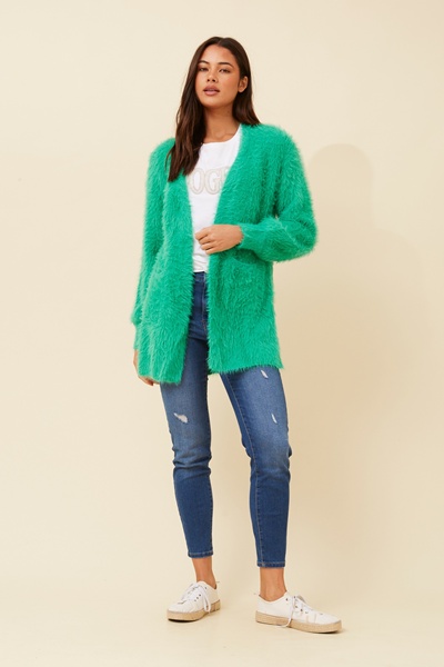 LEEZA EYELASH KNIT CARDIGAN