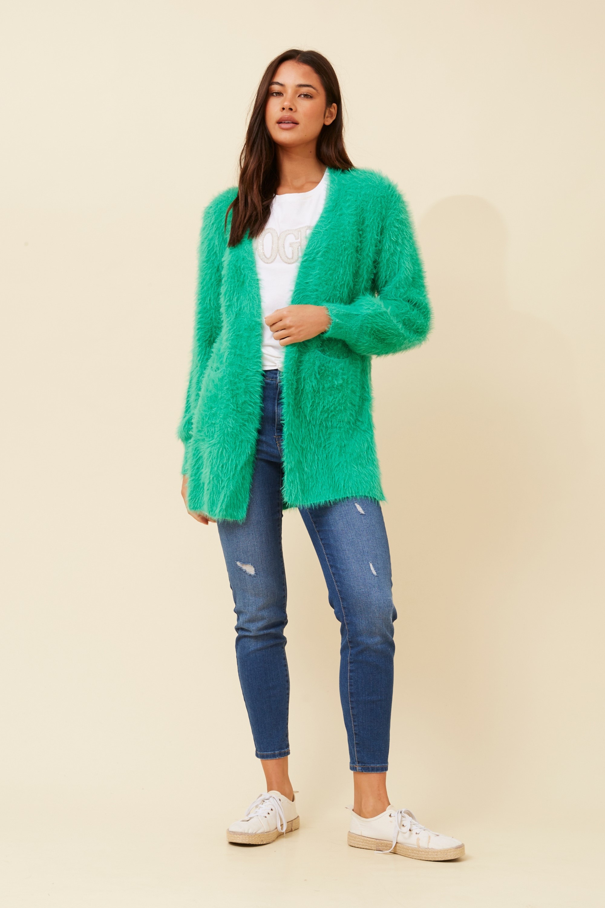 LEEZA EYELASH KNIT CARDIGAN