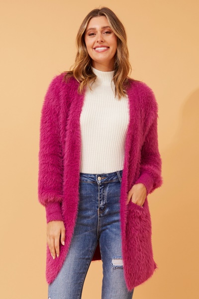 LEEZA EYELASH KNIT CARDIGAN