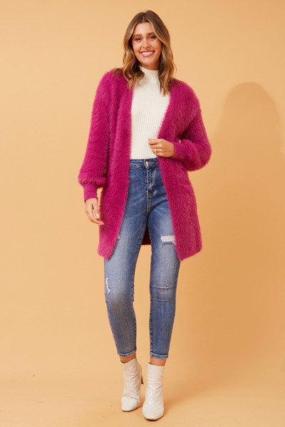LEEZA EYELASH KNIT CARDIGAN