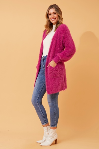 LEEZA EYELASH KNIT CARDIGAN