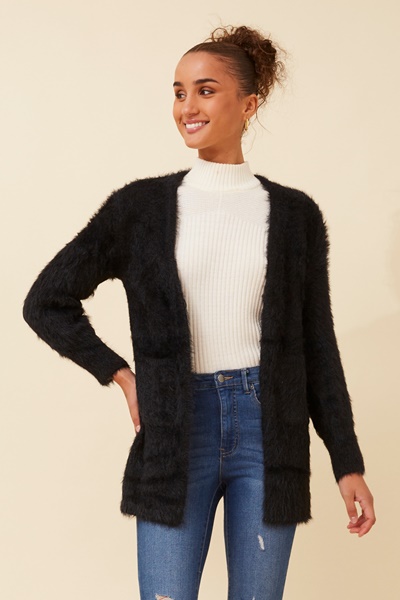 LEEZA EYELASH KNIT CARDIGAN