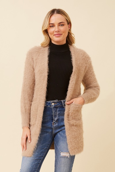 LEEZA EYELASH KNIT CARDIGAN