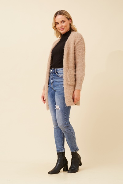 LEEZA EYELASH KNIT CARDIGAN