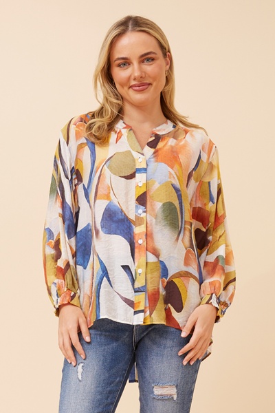 LELINA ABSTRACT PRINT BLOUSE